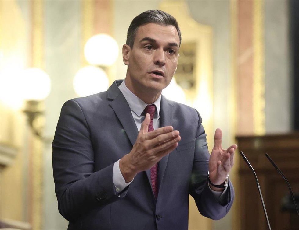 El presidente del Gobierno, Pedro Sánchez, interviene en una sesión plenaria en el Congreso 