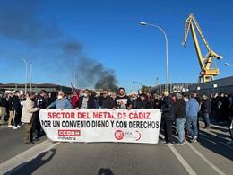 Manifestación celebrada en Cádiz por trabajadores del sector del metal.