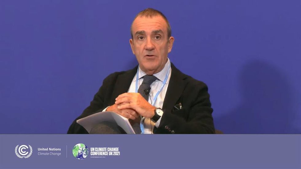 El vicepresidente del Govern y conseller de Transición Energética, Sectores Productivos y Memoria Democrática, Juan Pedro Yllanes, en la Cumbre por el Clima (COP26).