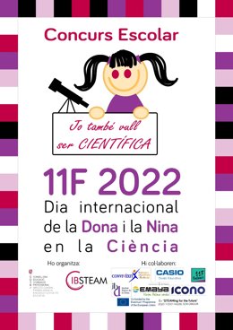 Cartel de la segunda edición del concurso de vídeos escolares 'Jo També Vull Ser Científica'.