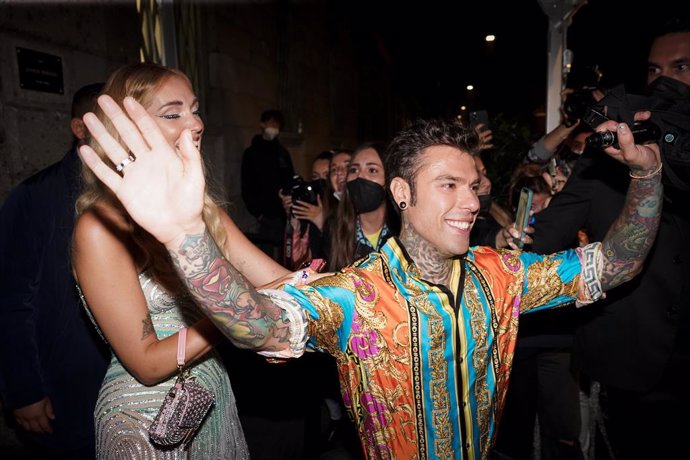 Archivo - Italian entrepreneur, blogger and influencer Chiara Ferragni with her husband and italian singer Fedez (Federico Leonardo Lucia) guests at the party organized for the launch of the Fendace collection created by the collaboration between the fa