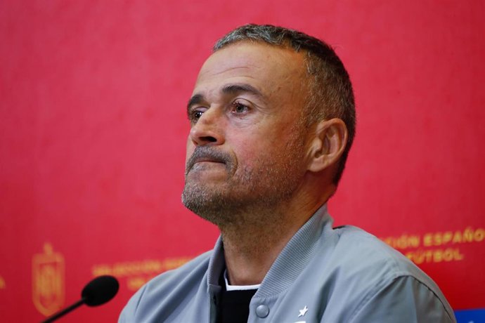 Luis Enrique, head coach, attends during the Spain press conference celebrated at Ciudad del Futbol on November 05, 2021, in Las Rozas, Madrid, Spain.