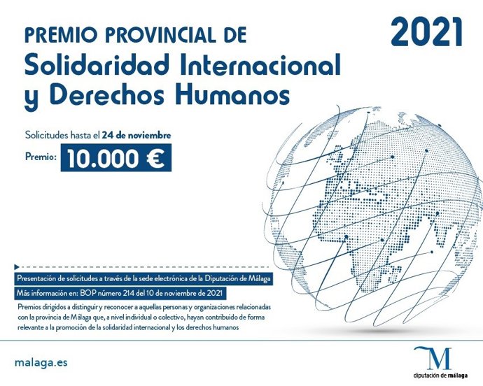 La Diputación publica la convocatoria 2021 del Premio Provincial de Solidaridad Internacional y Derechos Humanos