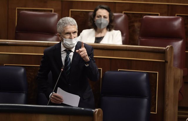 El ministro del Interior, Fernando Grande-Marlaska, interviene en el Congreso de los Diputados