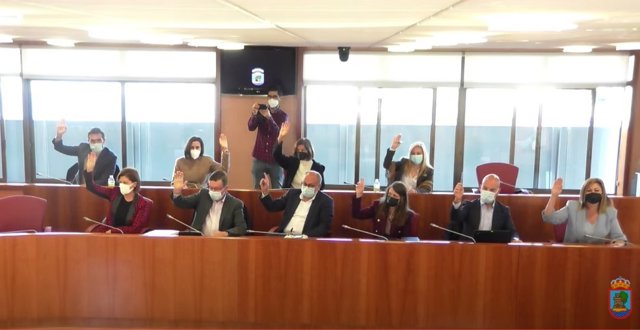 Los concejales del Grupo Municipal Socialista durante la votación