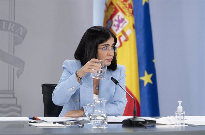 La ministra de Sanidad, Carolina Darias, en una comparecencia tras la reunión del Consejo de Ministros, a 8 de noviembre de 2021, en Madrid, (España).
