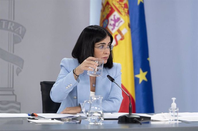 La ministra de Sanidad, Carolina Darias, en una comparecencia tras la reunión del Consejo de Ministros, a 8 de noviembre de 2021, en Madrid, (España). Durante la comparecencia han confirmado la aprobación de un Real Decreto-ley para reformar los artícul