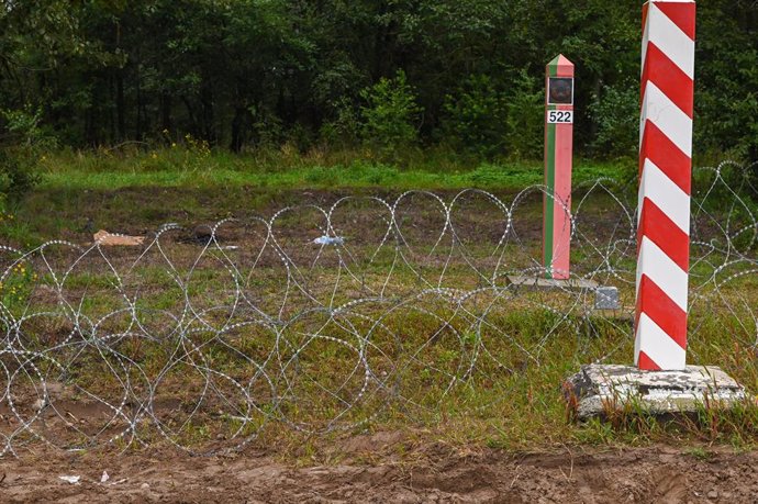 Archivo - Valla en la frontera entre Polonia y Bielorrusia