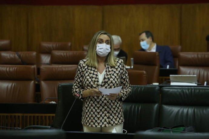 Marifrán Carazo, durante su intervención en el Pleno del Parlamento.