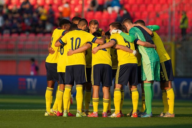 La selección de fútbol de Suecia en una foto de archivo