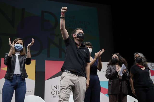 Archivo - El exvicepresidente del Gobierno Pablo Iglesias en el mitin final de la ‘Universidad de Otoño’, organizada por Podemos, en Rivas-Vaciamadrid, a 10 de octubre de 2021, en Madrid (España). 