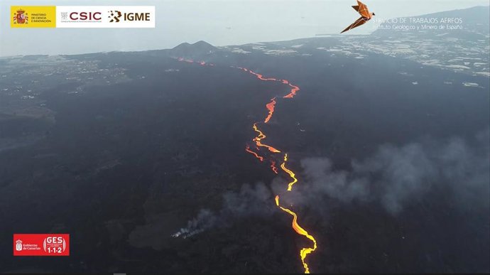 Una de las coladas de lava del volcán de Cumbre Vieja en La Palma