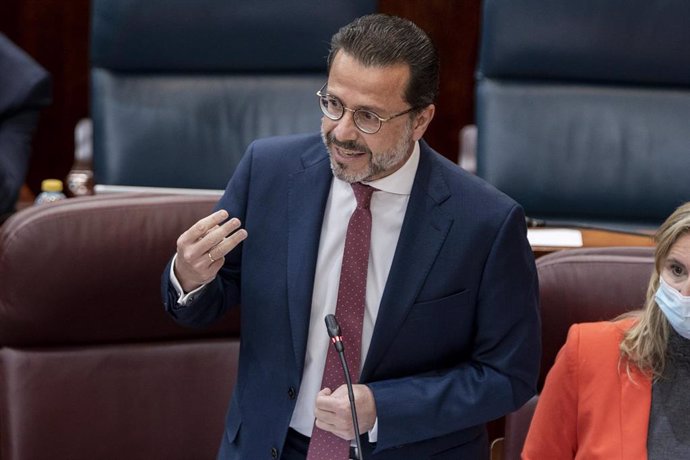 El consejero de Economía y Hacienda en la Comunidad de Madrid, Javier Fernández-Lasquetty, durante una sesión de control al Gobierno regional en la Asamblea de Madrid.