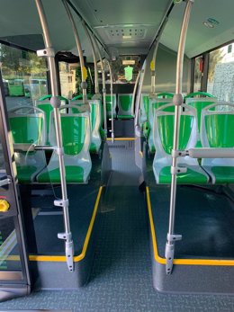Interior de un autobús urbano de Cáceres.