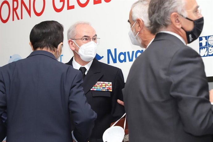 Jefe de Estado Mayor de la Defensa (JEMAD), almirante Teodoro López Calderón, en un encuentro informativo del Club Diálogos para la Democracia