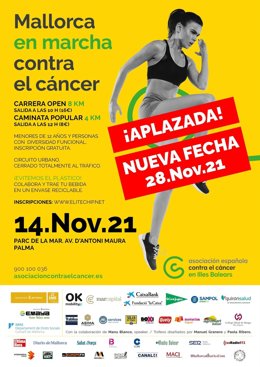 La carrera 'Mallorca En Marcha Contra el Cáncer' se aplaza al 28 de noviembre por la borrasca 'Blas'.