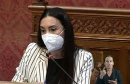 Archivo - La portavoz de Ciudadanos en el Consell de Mallorca, Beatriz Camiña, en el pleno.