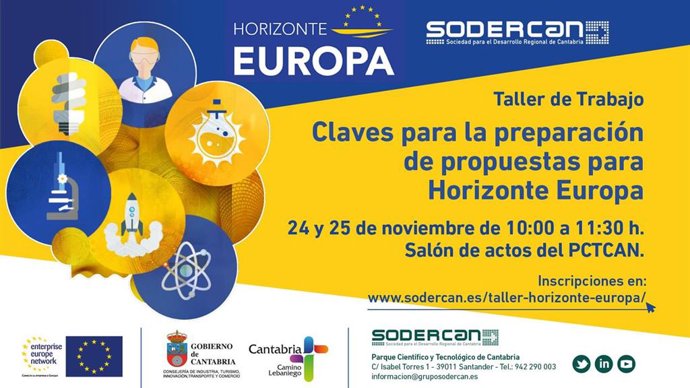 Cartel del taller de trabajo Horizonte Europa.