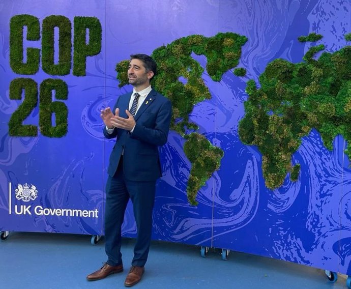 El vicepresident i conseller de Polítiques Digitals de la Generalitat, Jordi Puigneró, en la cimera del clima a Glasgow