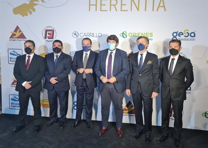 Jaime Martínez (Caliche), José María Martínez (Caliche), José María Albarracín (CROEM), Fernando López Miras (Presidente CARM), José María Tortosa (Amefmur) Y David Martínez (Caliche)