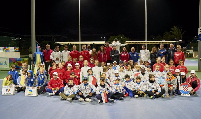 The young players of the Kinder Joy of moving Tennis Trophy International Master at the Rafa Nadal Academy