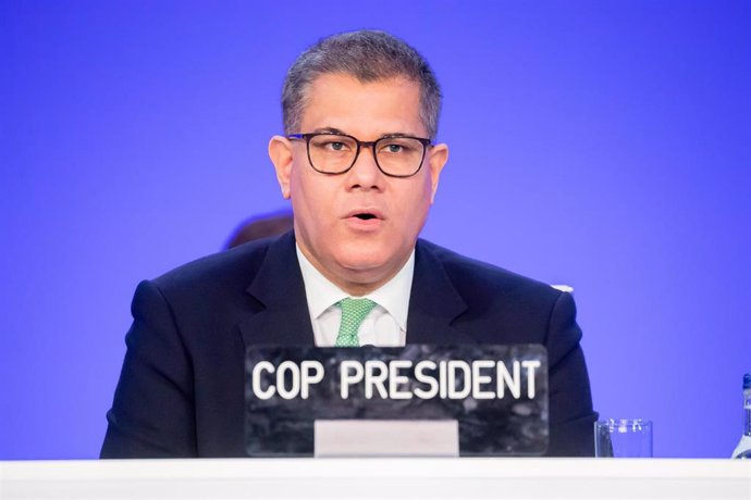 13 November 2021, United Kingdom, Glasgow: President of the Cop26 Climate Summit Alok Sharma speaks during a session at the United Nations Climate Change Conference (COP26). Photo: Christoph Soeder/dpa