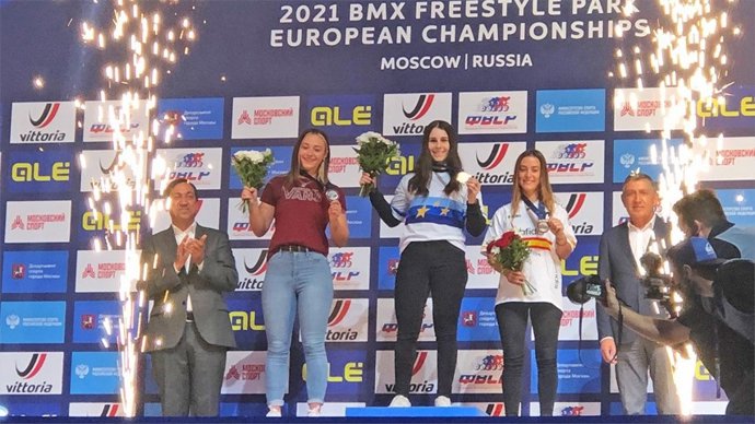 Teresa Fernández-Miranda se cuelga el bronce en el Europeo de BMX Freestyle Park de Moscú