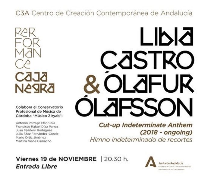 Cartel de la presentación del 'Cut-up Indeterminate Anthem' de Libia Castro y Ólafur Ólafsson.