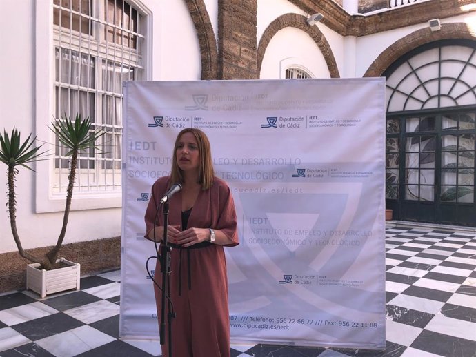 Archivo - La diputada de Empleo, Ana Carrera, tras la reunión con los ayuntamientos de la provincia.