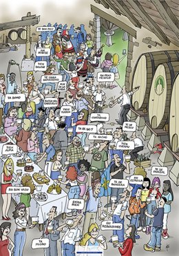 Cartel de Neto sobre la cultura sidrera.