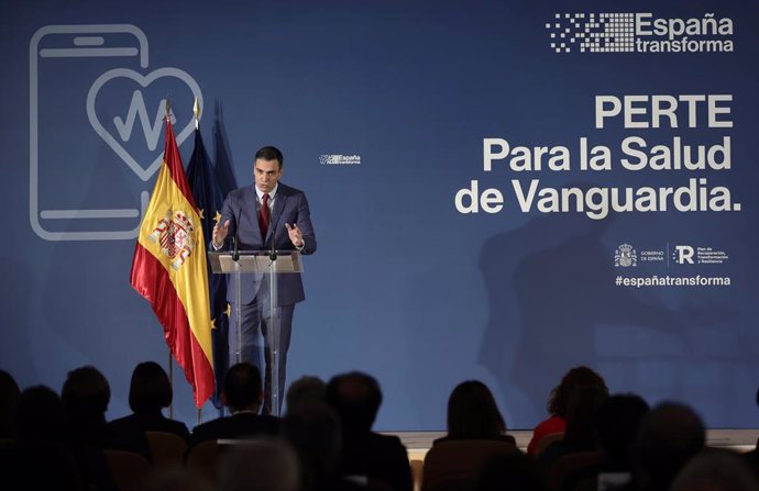 El presidente del Gobierno, Pedro Sánchez, interviene en la presentación de los Proyectos Estratégicos para la Recuperación y Transformación Económica (PERTE) en la Medicina de Vanguardia, en el Instituto de Salud Carlos III, a 15 de noviembre de 2021, 