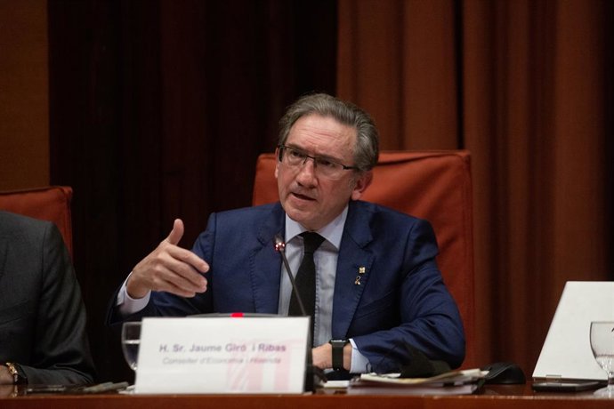 El conseller d'Economia i Hisenda de la Generalitat, Jaume Giró, durant la seva intervenció