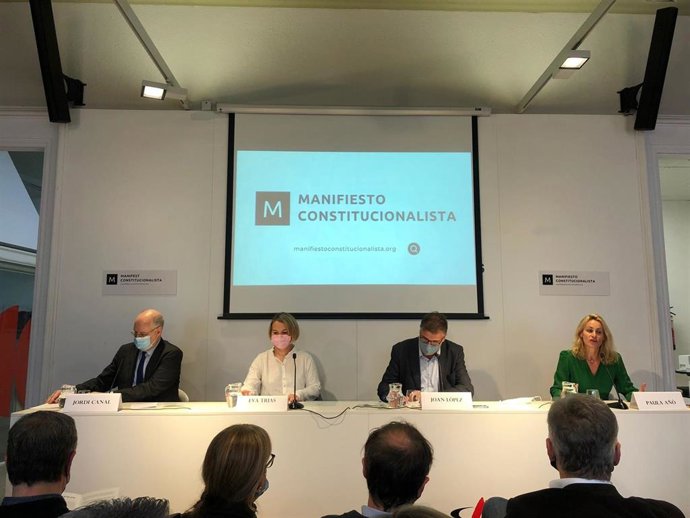 Presentación del Manifiesto Constitucionalista este lunes 15 de noviembre de 2021 en el Collegi de Periodistes de Catalunya, en Barcelona.