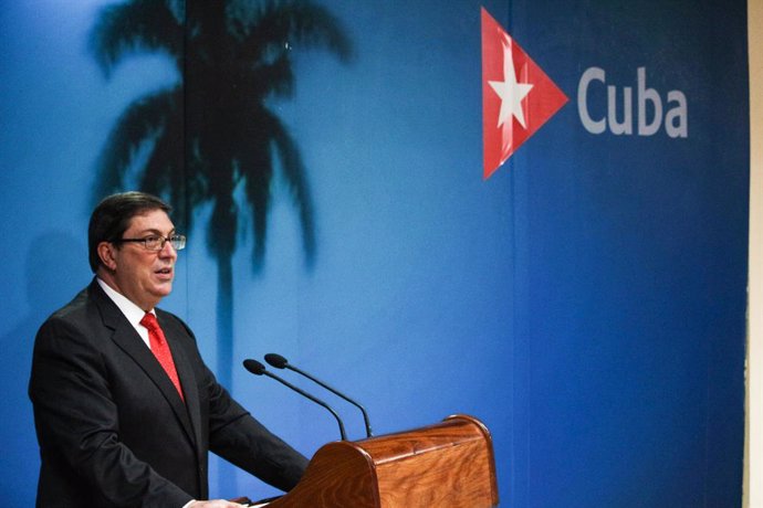 Archivo - 20 September 2019, Cuba, Havanna: Cuba's Foreign Minister Bruno Rodriguez speaks during a press conference at the headquarters of the Ministry of Foreign Affairs. Photo: Guillermo Nova/dpa