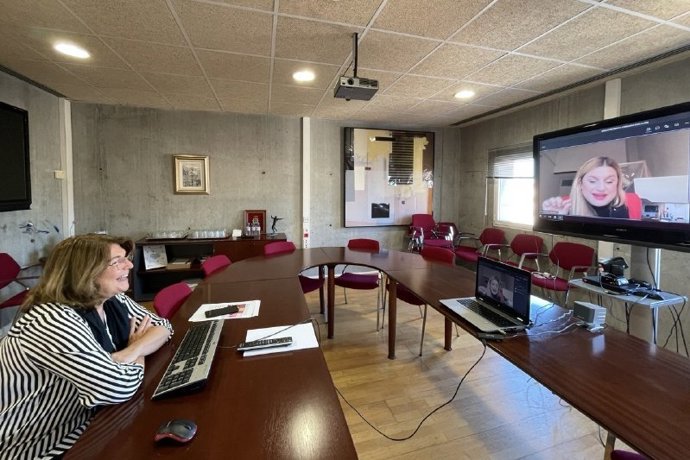 La consejera María Isabel Campuzano mantiene un encuentro por videoconferencia con la profesora Esperanza Meseguer
