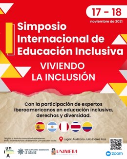 Cartel del simposio internacional sobre educación inclusiva, organizado por la Universidad del Meta y el Grupo La Rábida.
