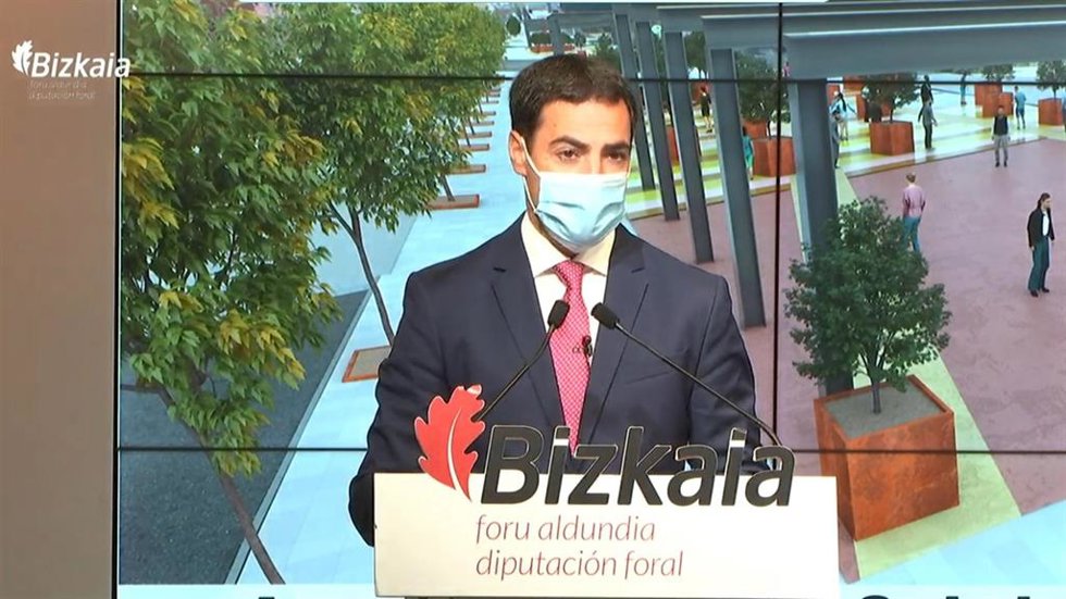 El diputado de Infraestructuras y Desarrollo Territorial de Bizkaia, Imanol Pradales, presenta el proyecto para La Avanzada.