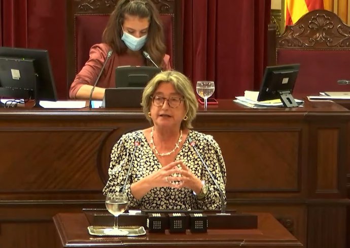 La diputada del PP Asunción Pons, durante la defensa de la moción.