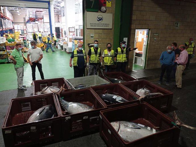 Archivo - Entrega de atunes rojos al Banco de Alimentos de Bizkaia