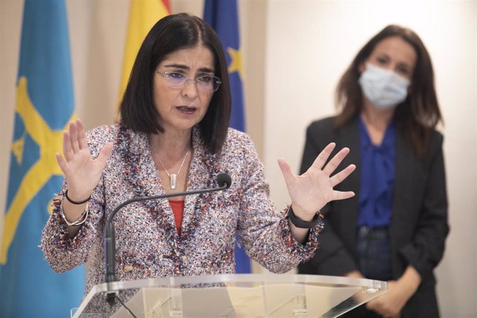 La ministra de Sanidad, Carolina Darias, comparece en rueda de prensa posterior al Consejo Interterritorial de Salud, en la Delegación del Gobierno en Asturias, a 10 de noviembre de 2021, en Oviedo, Asturias (España).