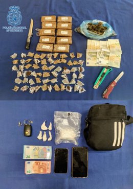 Droga y efectos intervenidos en Jerez.