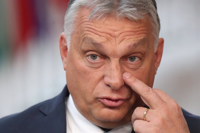 21 October 2021, Belgium, Brussels: Hungarian Prime Minister Viktor Orban arrives for the first day of a European Union summit at The European Council. Photo: Nicolas Maeterlinck/BELGA/dpa