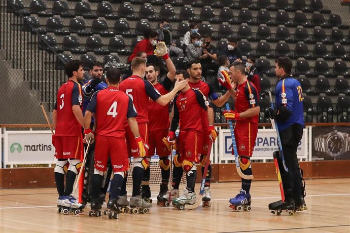 La selección española de hockey patines durante el Europeo de Portugal de 2021