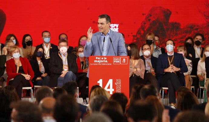 El secretario general del PSOE y presidente del Gobierno, Pedro Sánchez, clausura el XIV Congreso del PSV-PSOE