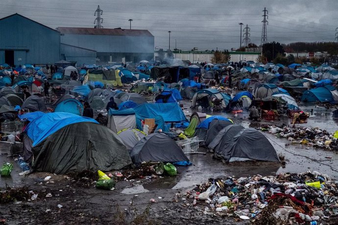 Campamento de Grand Synthe, en el norte de Francia