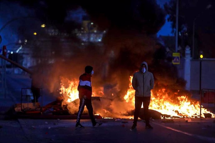 Barricada en la huelga del metal en Cádiz.