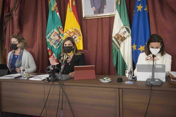 La presidenta de la Diputación de Cádiz, Irene García, durante el Pleno ordinario.