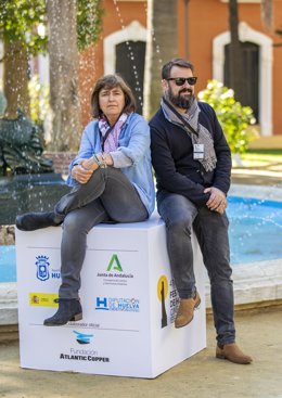 Los directores Remedios Malvárez y Arturo Andújar, en el Festival de Huelva.