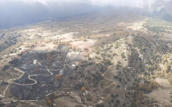 Zona donde se ha declarado el incendio forestal en Pampaneira (Granada)