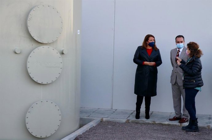Carmen Crespo, en la inauguración de la EDAR de Sabiote (Jaén)